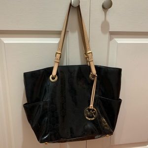 Michael Kors black patent tote